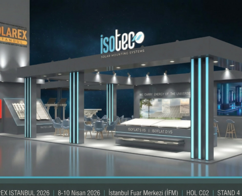 ISOTEC SolarEX İstanbul 2026 fuar standı 240 m2 HOL C02 Stand 4 güneş enerjisi montaj sistemleri